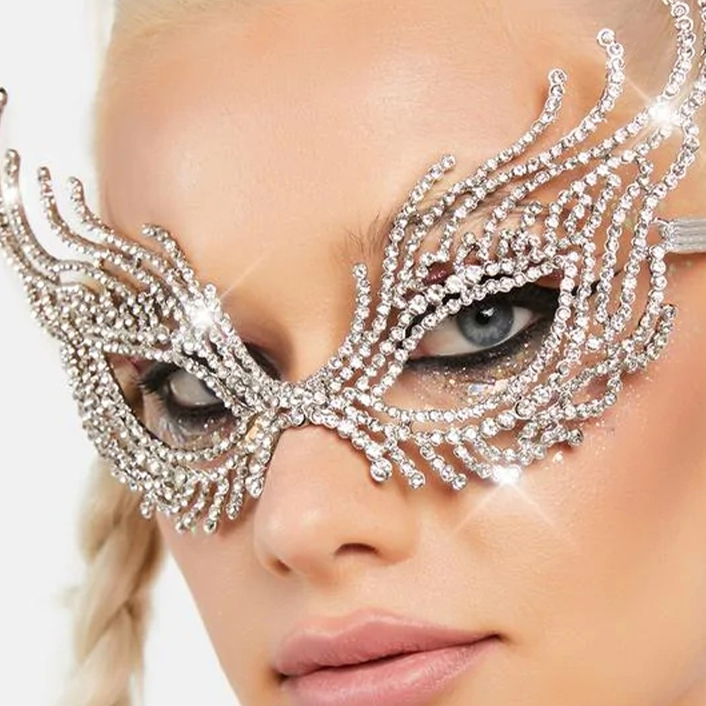 Luxury Costume Party Accessory Crystal Rhinestone Masquerade Eye Mask